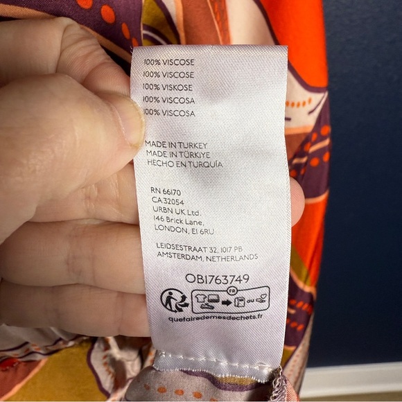 Anthropologie Floral Printed Midi Dress, Orange Tones, Size Large - Picture 9 of 10